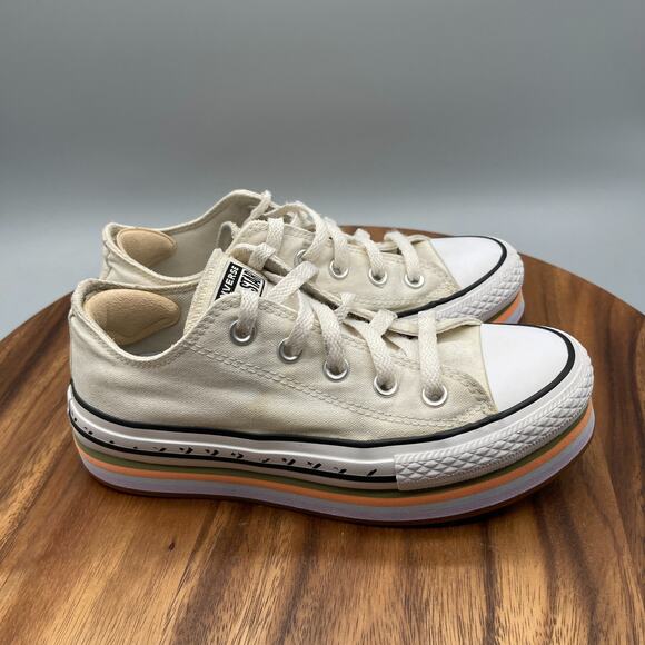 Converse Shoes - Converse CTAS Platform Shoes Womens Size 6 White 'Sunblocked Egret' Sneakers